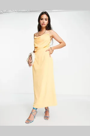 Pretty Lavish Keisha ruched midaxi dress with thigh split in matte