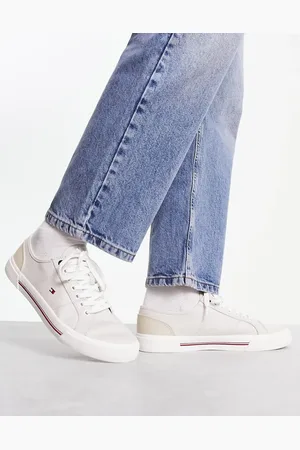 Tommy Hilfiger Core corporate canvas sneakers in beige