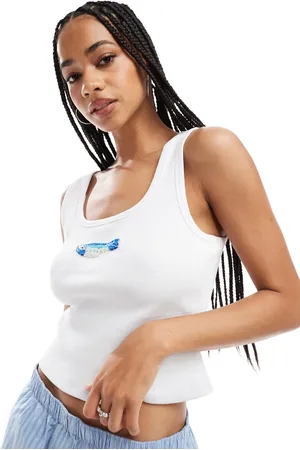 ASOS Mini rib vest with beaded fish in