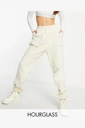 ASOS Hourglass jogger in borg patchwork in stone