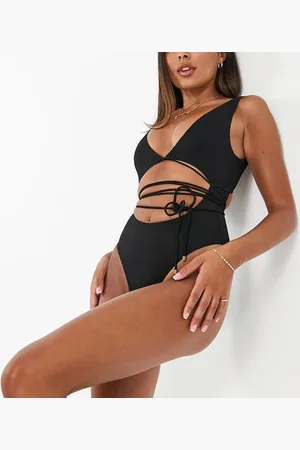South Beach Exclusive cut out wrap around rib swimsuit in