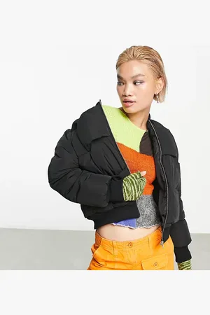 COLLUSION Quilted weaved matte puffer jacket in
