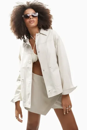 ASOS Lightweight cotton pocket shacket in ecru