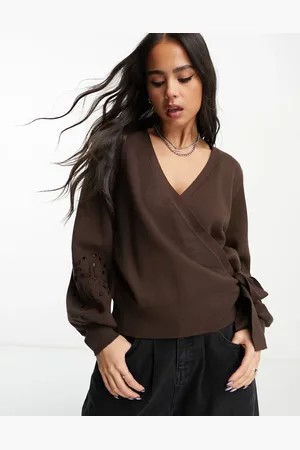 Object Wrap jumper with cutwork detail in
