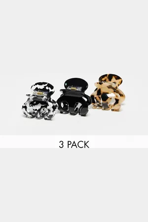 ASOS Pack of 3 hair claws in neutrals