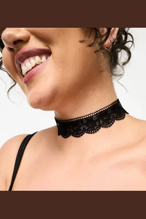 ASOS ASOS DESIGN Curve choker necklace with lace and ribbon design in