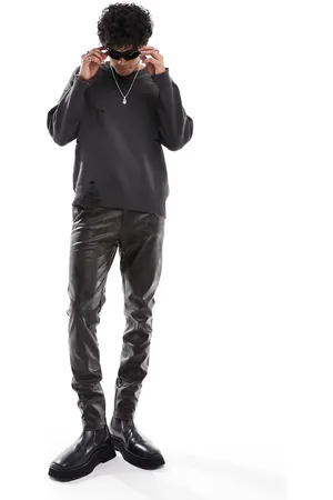 ASOS Skinny leather look trouser in washed