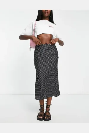 Glamorous 90s satin slip skirt in micro spot