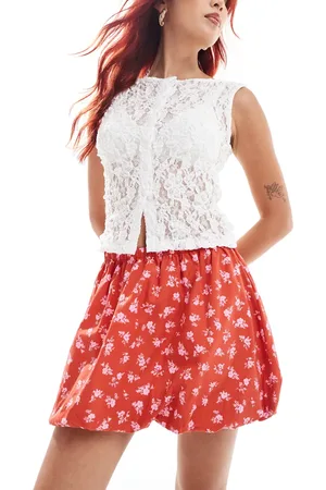 ASOS Poplin bubble hem mini skirt in ditsy