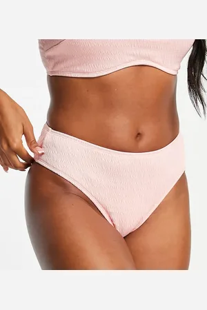 Ivory Rose Fuller Bust mix and match crinkle high waist bikini bottom in blush