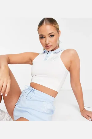 VAI21 Cropped tennis v neck polo top co-ord in