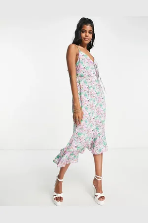 QED London Tie front midi dress in floral print