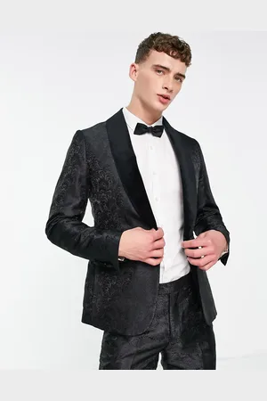 Gianni Feraud Skinny paisley suit jacket with velvet lapel in