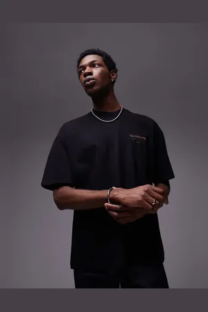 AllSaints Underground oversized t-shirt in black snake print