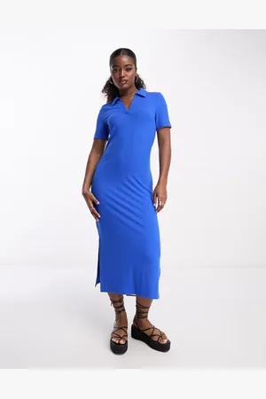 Pieces® Polo neck midi dress in bright