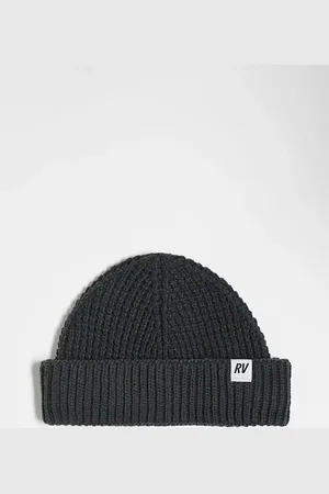 Reclaimed Unisex waffle logo beanie in charcoal co-ord