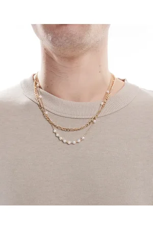 ASOS 2 pack chain necklace with faux pearls in tone