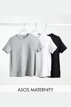 ASOS ASOS DESIGN Maternity ultimate cotton t-shirt with crew neck 3 pack SAVE in black, white & grey marl