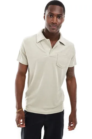 Brave Soul Towelling polo shirt in stone
