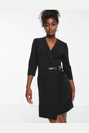 Morgan Wrap front blazer dress with buckle detail in