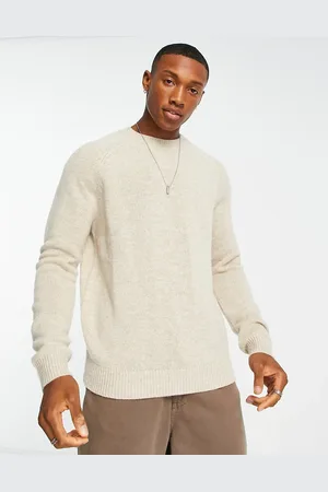 ASOS Relaxed fit lambswool crew neck jumper in greige - LGREY