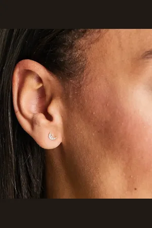 Kingsley Ryan Sterling multigem crescent moon stud earrings