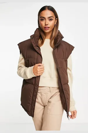 Brave Soul Padded gilet vest in chocolate