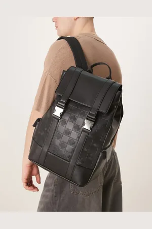 ASOS Faux leather monogram backpack in