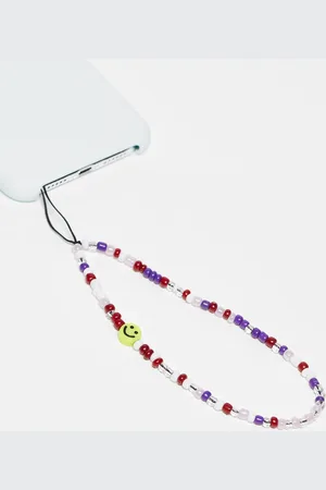 My Accessories Beaded smile face phone charm in