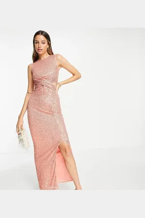 Jaded Rose Twist front maxi dress in bronze sequin