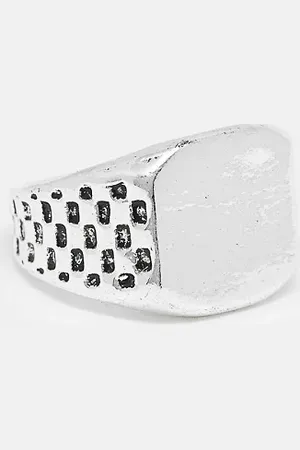FADED FUTURE Checkerboard detail signet ring in