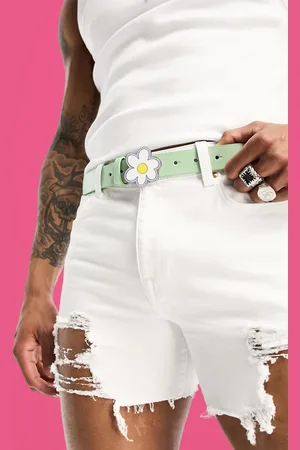 ASOS Faux leather flower buckle belt in mint