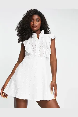 Parisian High neck broderie mini dress in