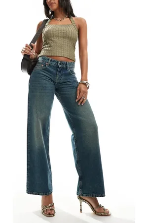 Motel Low rise parallel jeans in steel