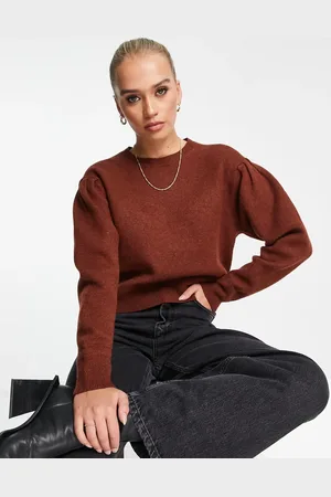 AllSaints Vika puff sleeve jumper in burnt
