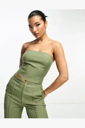 Aria Cove Zip detail corset top co-ord in khaki