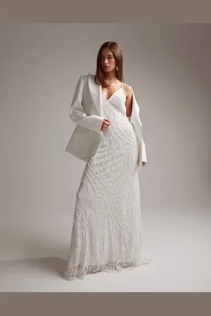 ASOS Neve placement embroidered and beaded cami wedding dress in