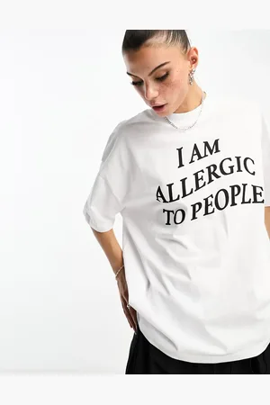 ASOS Oversized t-shirt with i am allergic to people graphic in