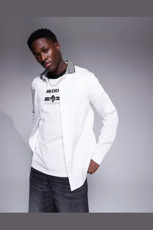 Armani Exchange Shirt with contrast stripe collar in