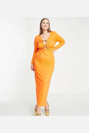 Simmi London Simmi Plus Clothing long sleeve bust detail maxi dress in