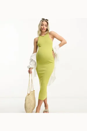 ASOS ASOS DESIGN Maternity knitted racer midi dress in