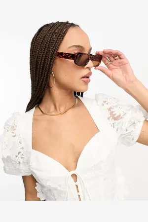 Monki Small rectangle sunglasses in tortoise