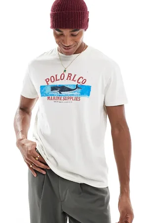 Ralph Lauren Whale logo print slub t-shirt classic oversized fit in off