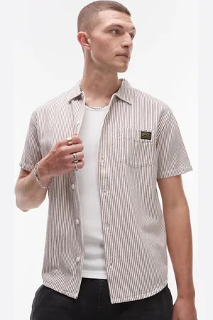 RVCA Dayshift stripe short sleeve shirt in natural