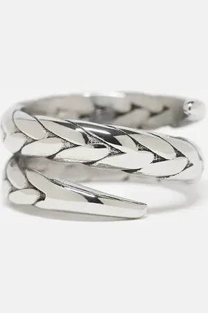 ASOS Waterproof stainless steel chunky double row plaited ring in burnished tone