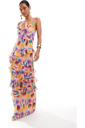 ANAYA Ruffle cami maxi dress in watercolour print