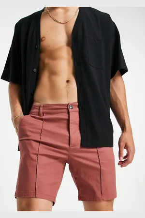 ASOS Skinny chino shorts with pin tuck in rust