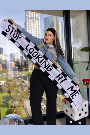 Labelrail X Holly Marston slogan football scarf in and white