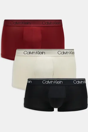 Calvin Klein Microfibre Stretch 3 pack low rise trunk in black/red/neutral