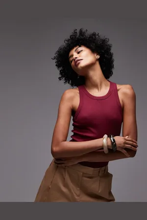 ARKET Rib jersey racer back tank vest in dark